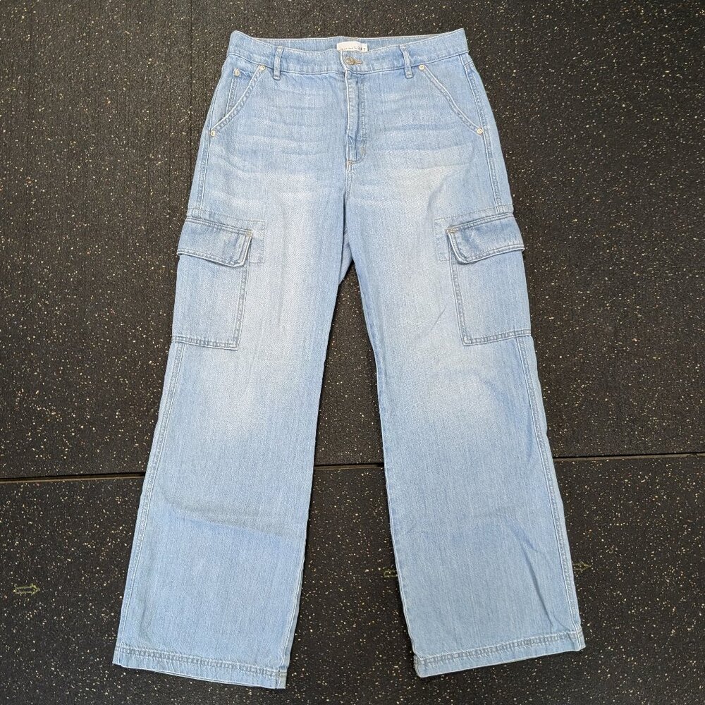 Loft The Wide Leg High Rise Blue Jeans Women's 29/8 Cargo Pants